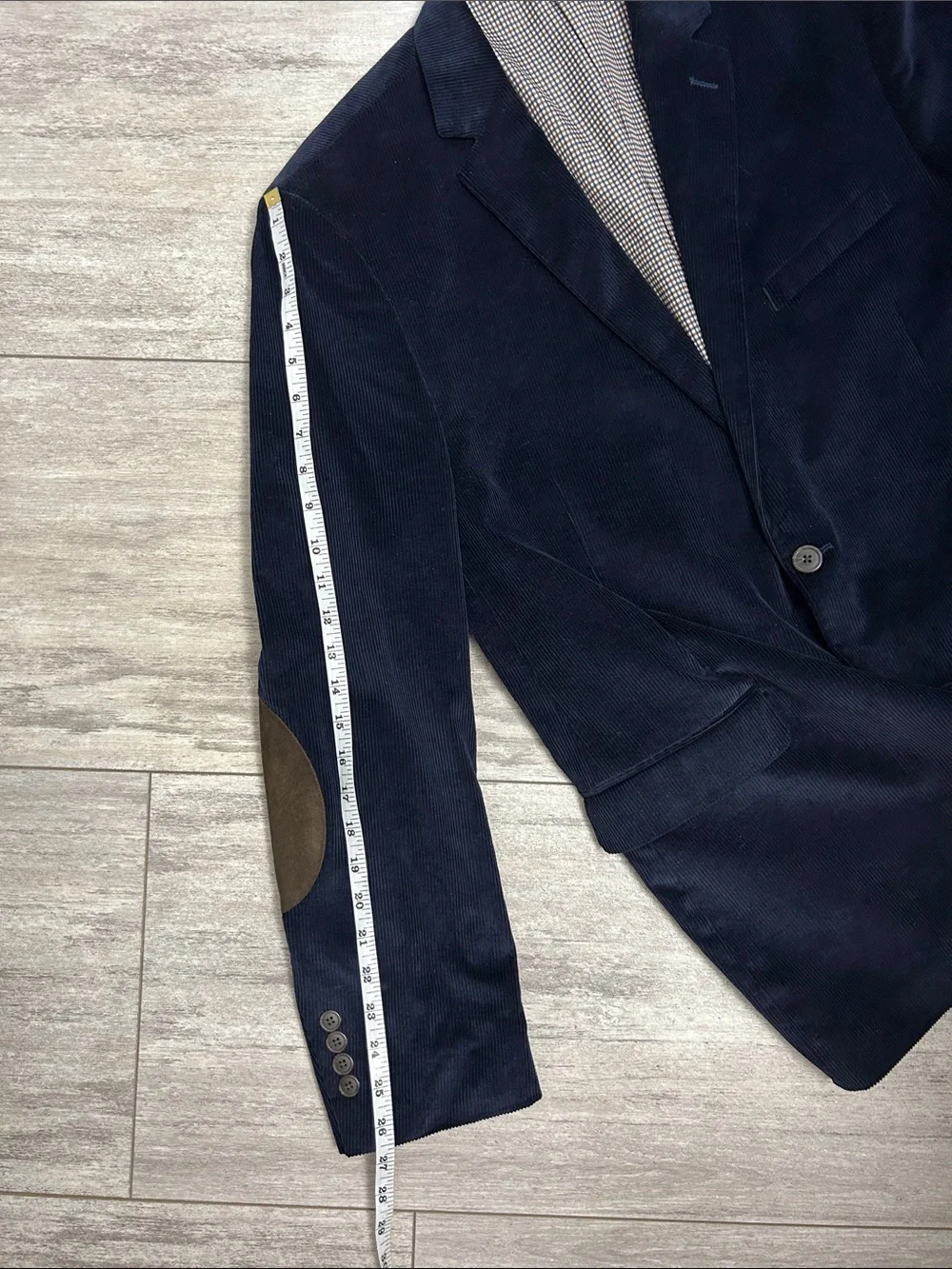 Saddlebred Men's 46L Navy Heritage Corduroy Blazer Sport Coat Elbow Patches